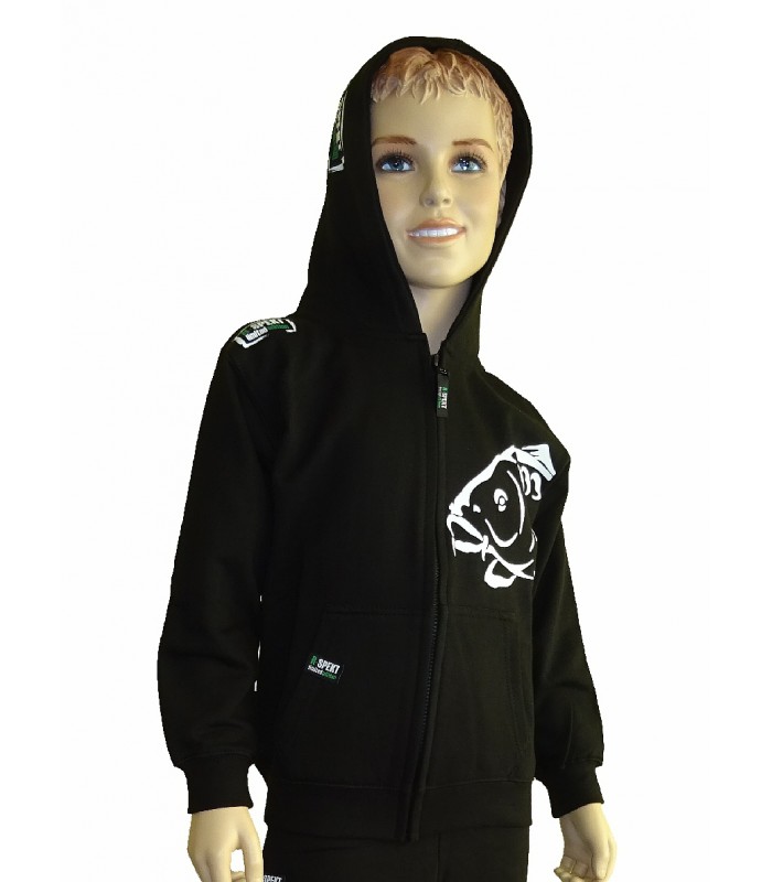 R-spekt detská mikina zipsová s kapucňou carper kids black - 11-12 rokov