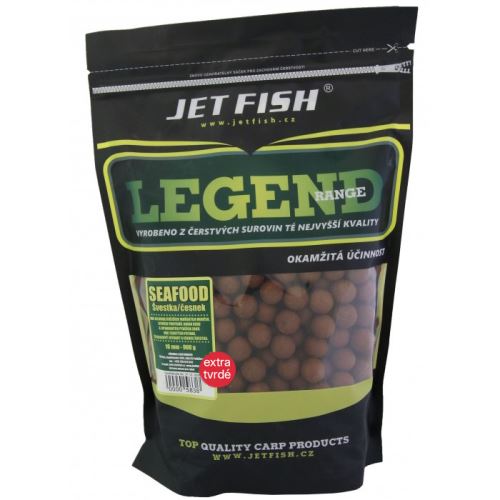 Jet Fish Extra Tvrdé Boilie Legend Range Seafood Slivka Cesnak 250 g