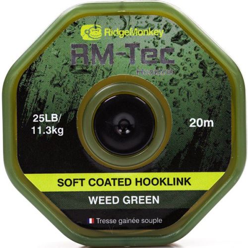 RidgeMonkey Návazcová Šnúrka RM Tec Soft Coated Hooklink 20 m Zelená