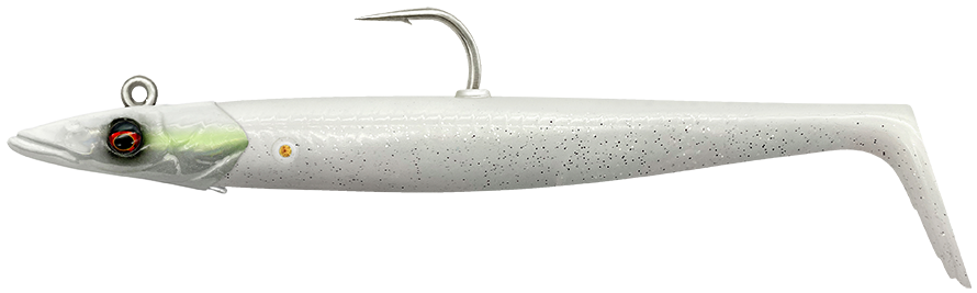 E-shop Savage gear gumová nástraha sandeel v2 sinking white pearl silver 2+1 - 14 cm 33 g