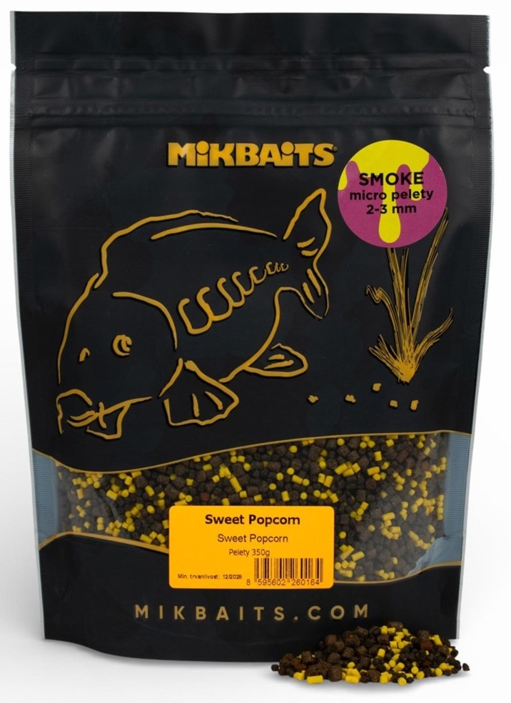 E-shop Mikbaits smoke micro pelety 2-3 mm 350 g - sweet popcorn