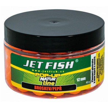Jet fish plávajúce boilie pop-up natur line broskyňa korenie - 40 g 12 mm