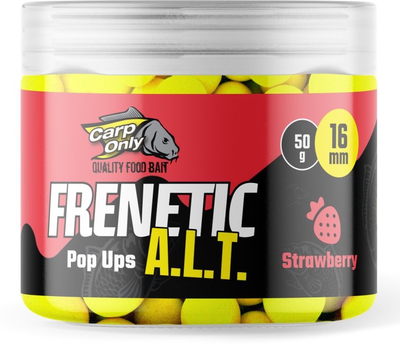 Carp only plávajúce boilies frenetic a.l.t. hi-visual pop ups 16 mm 50 g - strawberry