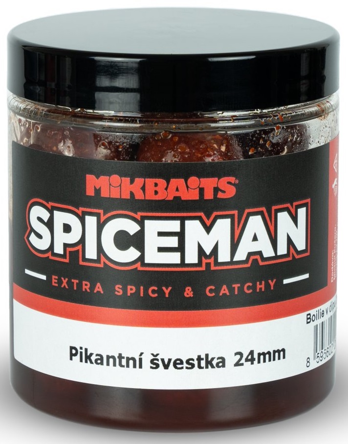 Mikbaits boilie v dipe spiceman  pikantná slivka 250 ml - 24 mm