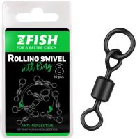 Zfish Obratlík s Krúžkom Rolling Swivel With Ring Black Matt Vel 8 Nosnosť 26 kg