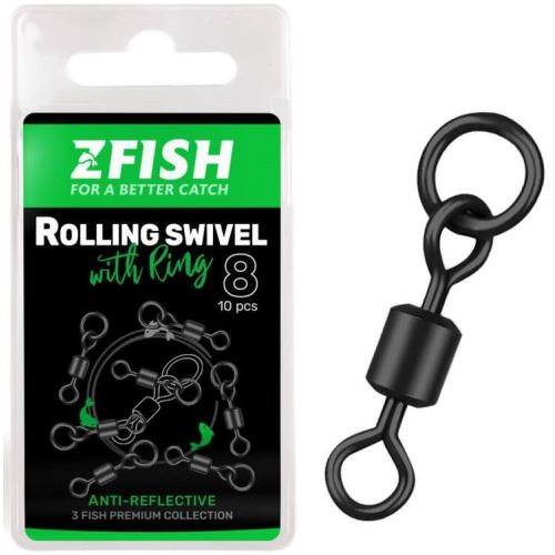 Zfish Obratlík s Krúžkom Rolling Swivel With Ring Black Matt Vel 8 Nosnosť 26 kg