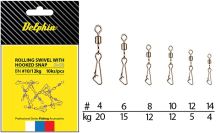 Delphin Obratlík S Karabínou Rollings Swivel With Hooked Snap B-03 10 ks
