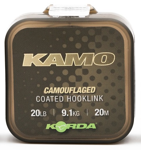 Korda náväzcová šnúrka kamo coated hooklink 20 m - 20 lb 9,1 kg