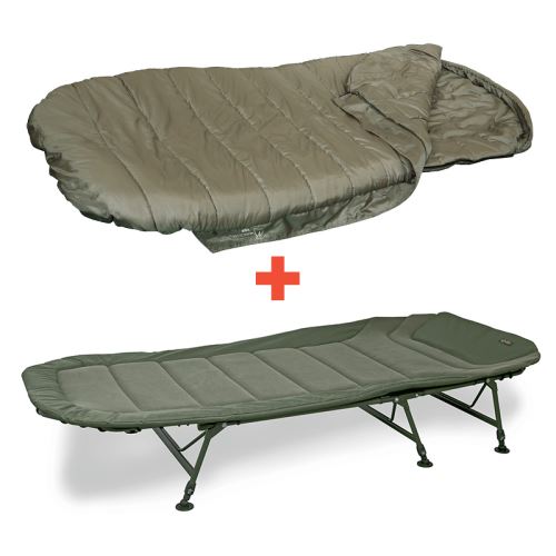 Fox Lehátko Warrior II 6 Legged XL Bedchair + Spacák Warrior XL Sleeping Bag