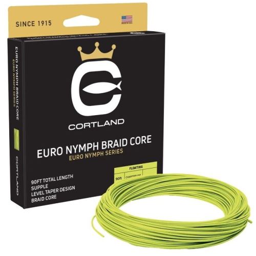 Cortland Muškárska šnúra Euro Nymph Braid Core .022 Fresh Level Sage Green/Chartreuse 90 ft