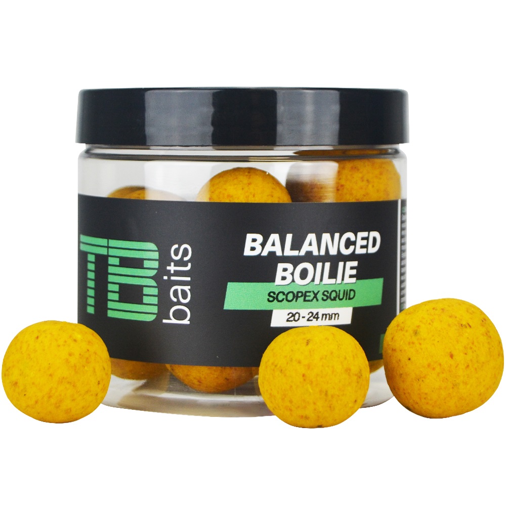 Tb baits vyvážené boilie balanced + atraktor scopex squid 100 g 20-24 mm