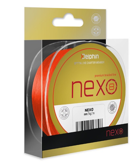 Delphin splietaná šnúra nexo 8 fluo oranžová - 0,12 mm 16,5 lb 130 m