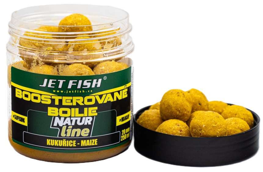 Jet fish boosterované boilie natur line 250 ml 20 mm - kukurica