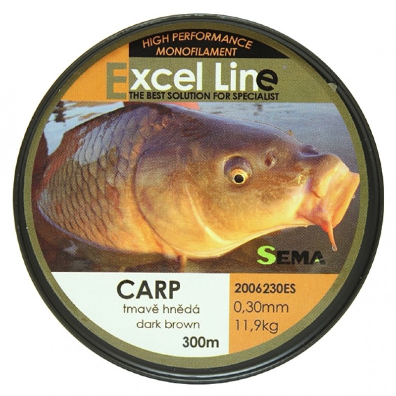 Sema vlasec excel carp 300 m hnedá-priemer 0,25 mm / nosnosť 8,4 kg