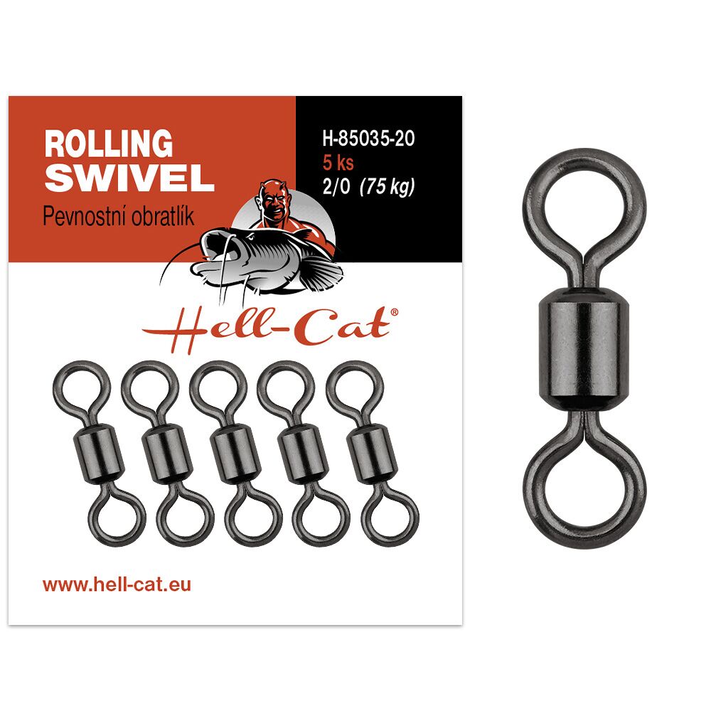 Hell-cat obratlík pevnostný power rolling swivel 5 ks - veľkosť 1/0 nosnosť 60 kg