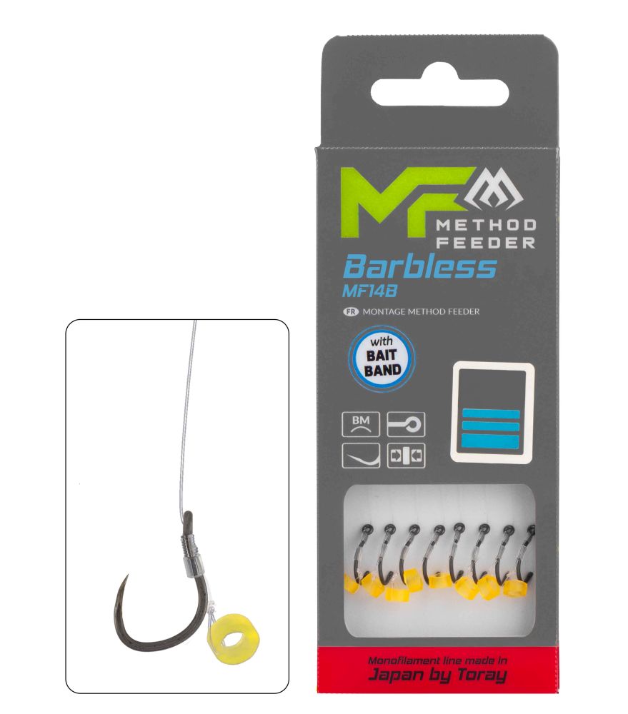 Mikado nadväzec feederový mf14 s gumkou barbless 8 ks 10 cm - 0,23 mm veľ. 8