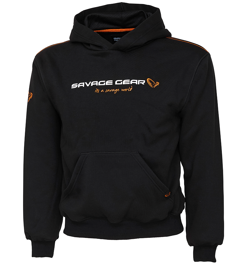 Savage gear mikina junior logo hoodie black ink - 12-14 letet