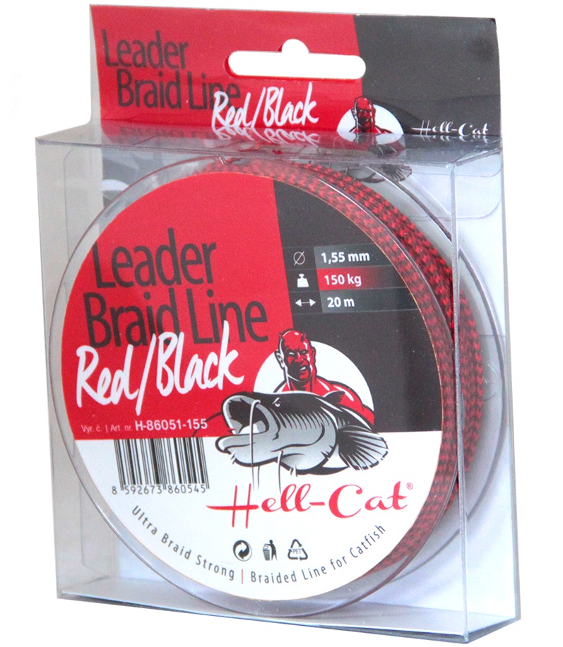 Hell-cat náväzcová šnúra leader braid line red black 20 m-priemer 1,20 mm / nosnosť 100 kg