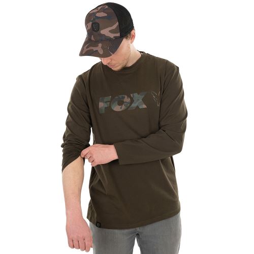 Fox Tričko Long Sleeve Khaki Camo T Shirt