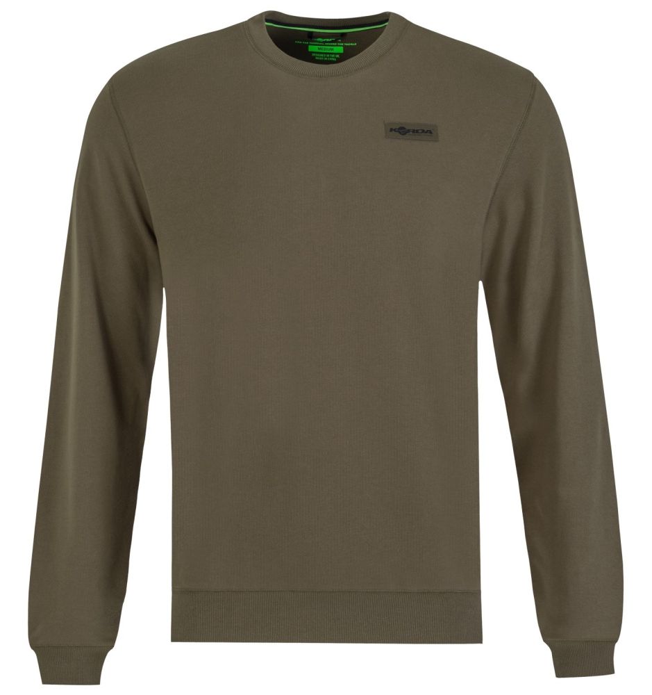 Korda tričko s dlhým rukávom patch crewneck dark olive - s