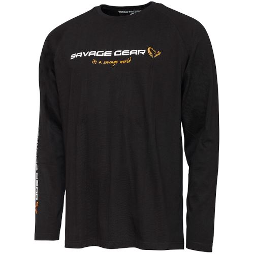 Savage Gear Tričko Signature Logo Long Sleeve T Shirt Black Caviar
