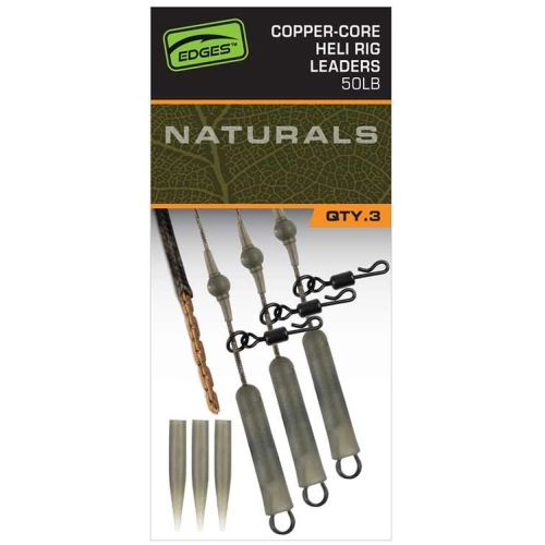 Fox Montáž Edges Naturals Copper Core Heli Rig Leaders 3 ks