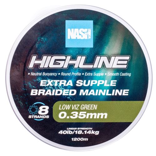 Nash Splietaná šnúra Highline Extra Supple Braid Green 1200 m