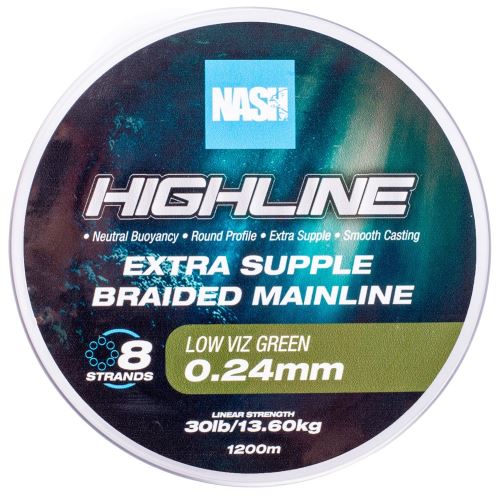 Nash Splietaná šnúra Highline Extra Supple Braid Green 1200 m