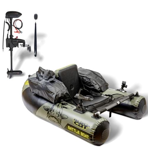 Black Cat Belly Boat Battle Boat 170 cm + Elektromotor CR 30 VF Electric Outboard Motor