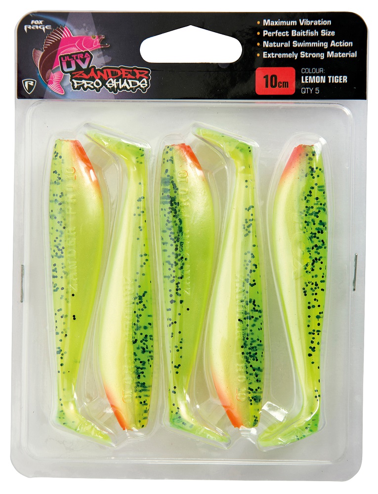 Fox rage gumová nástraha zander pro ultra uv lemontiger-10 cm 5 kusov