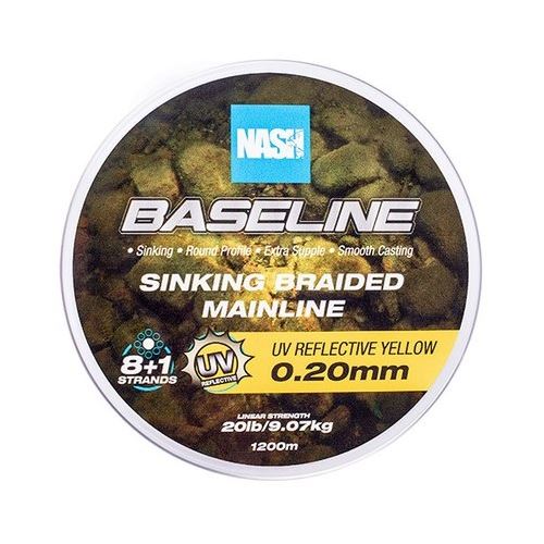Nash Splietaná Šnúra Baseline Sinking Braid UV Yellow 1200 m