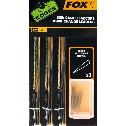 Fox Montáže Edges 50 lb Camo Leadcore Kwik Change Leaders