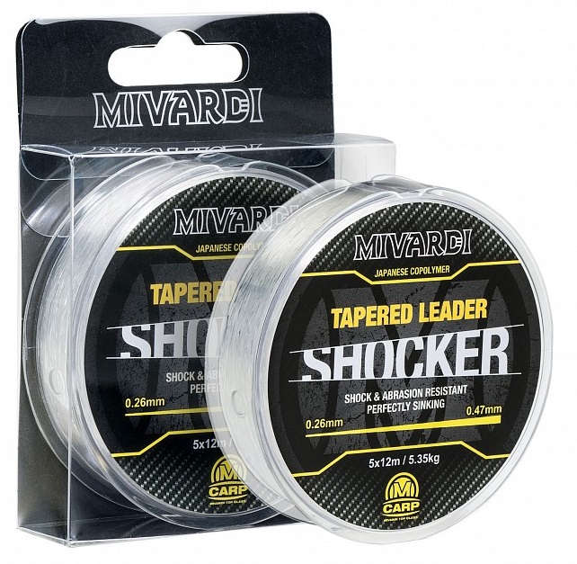 Mivardi šokový vlasec shocker tapered leader číra 5x12 m-priemer 0,26-0,47 mm / nosnosť 5,35 kg