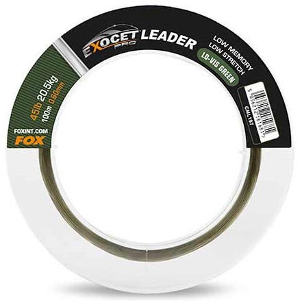 Fox vlasec exocet pro low vis green leader - 100 m 0,60 mm 20,5 kg