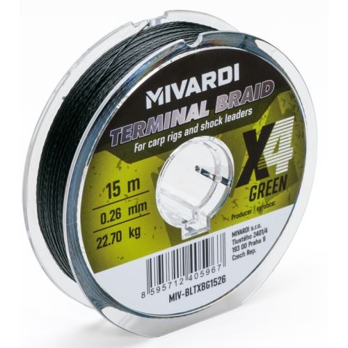 Mivardi Pletená šnúra Terminal X4 Braid Green 15 m