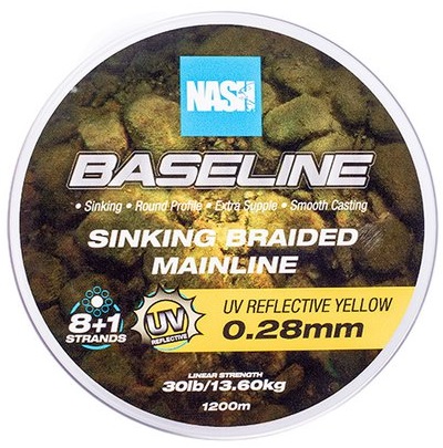 Nash splietaná šnúra baseline sinking braid uv yellow 1200 m - 0,28 mm 13,6 kg