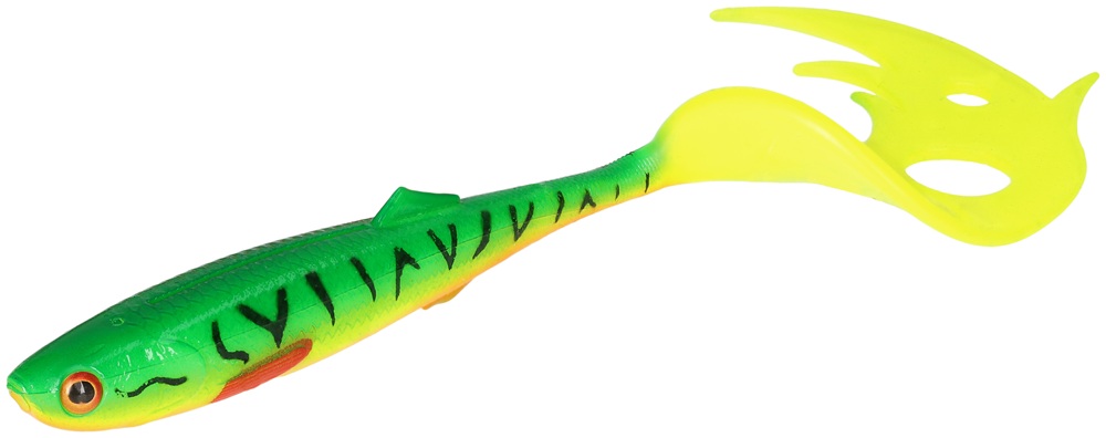 Mikado gumová nástraha sicario pike tail firetiger balenie - 14 cm 13 g 2 ks