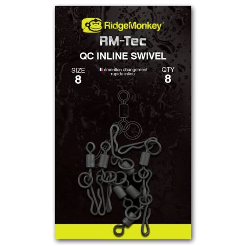 RidgeMonkey Rýchlovýmenný obratlík na Inline odpadávacie olova Quick Change Inline Swivel - Veľkosť 8