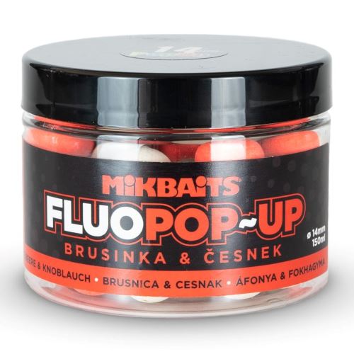 Mikbaits Plávajúce Boilie Fluo Brusnica Cesnak 150 ml