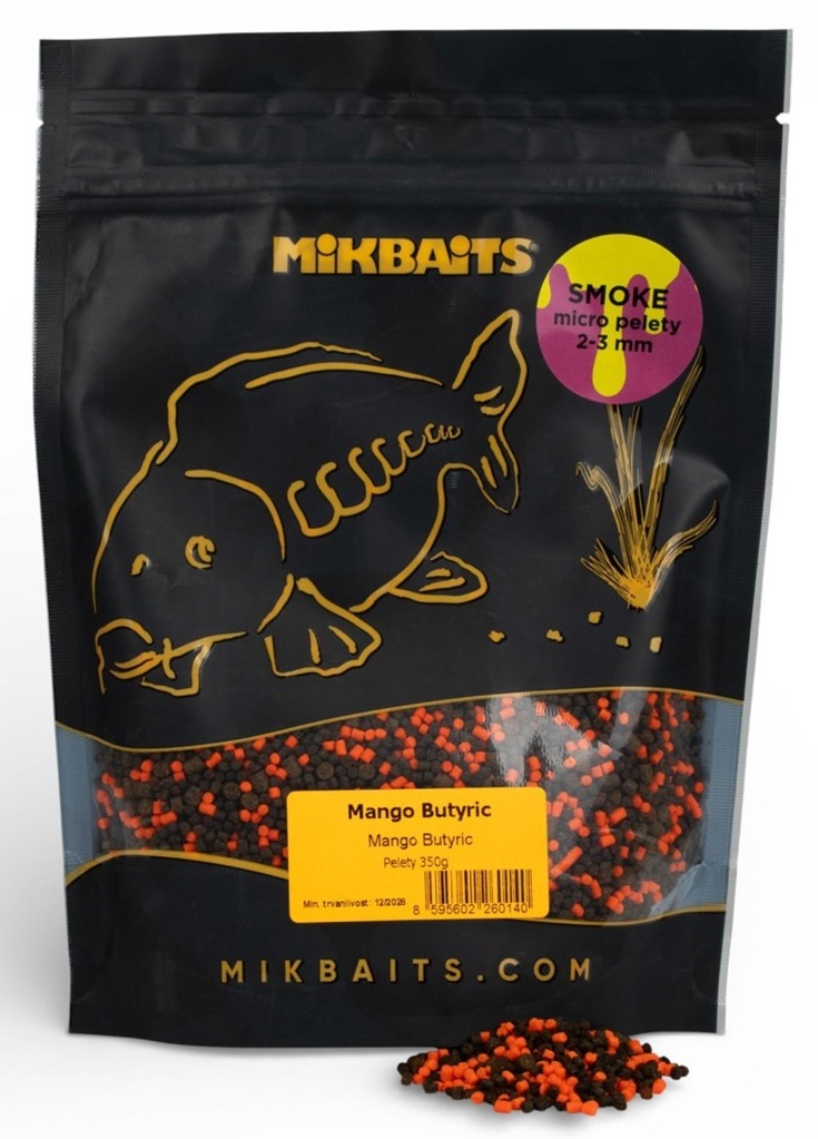 E-shop Mikbaits smoke micro pelety 2-3 mm 350 g - mango butyric
