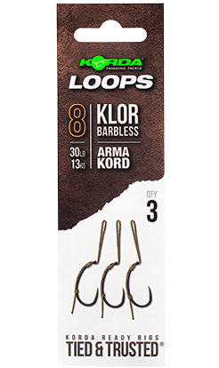 Korda hotové montáže loop rigs klor barbless - háčik 8 nosnosť 30 lb