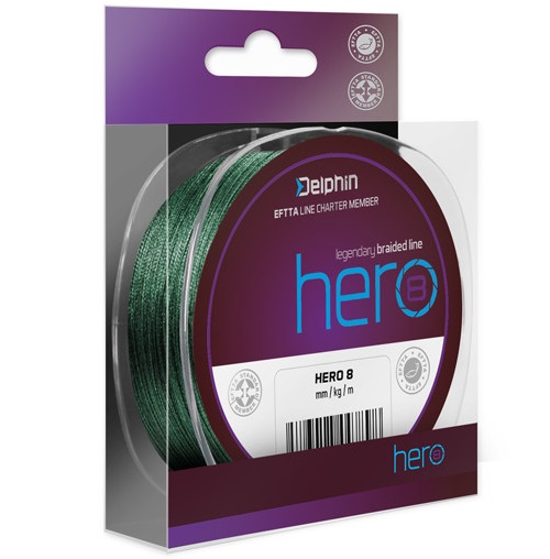 Delphin splietaná šnúra hero 8 zelená 300 m - 0,12 mm 8,2 kg