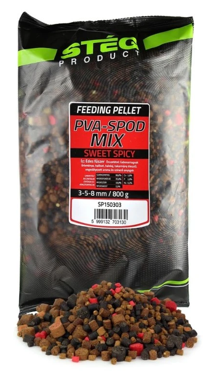 Stég pelety pva spod mix 800 g 3-5-8 mm - sweet spicy