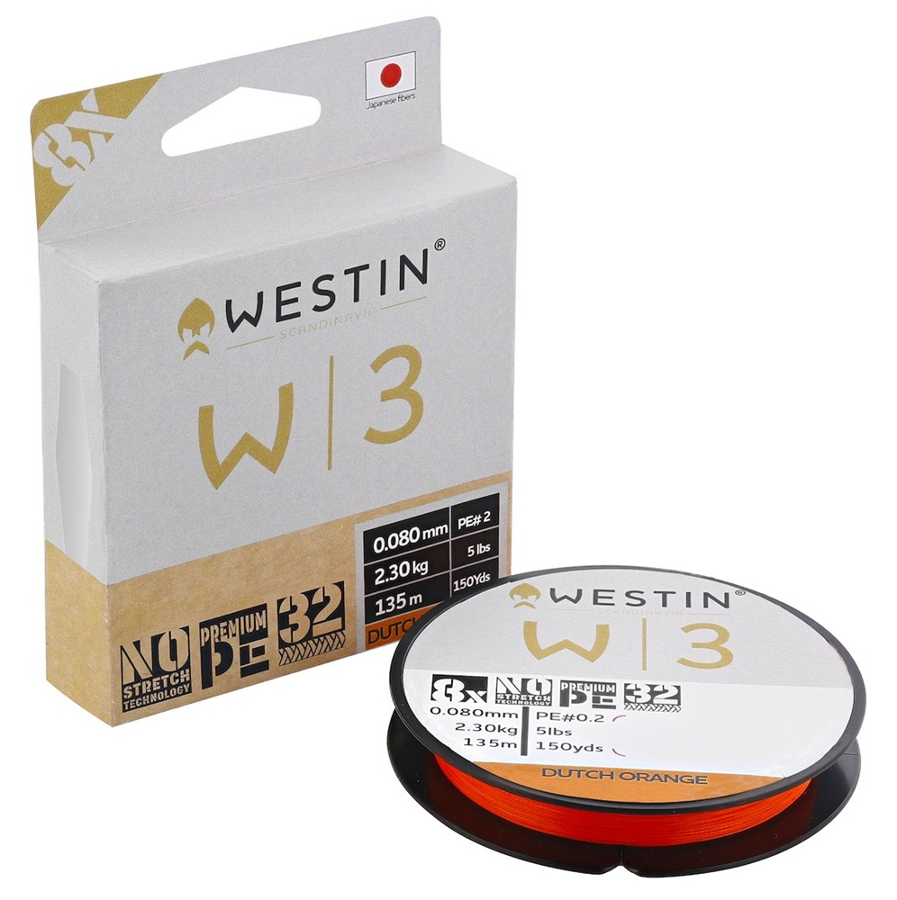 E-shop Westin splétaná šnúra w3 8-braid dutch orange 135 m - 0,128 mm 5 kg