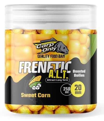 Carp only dipované boilies frenetic a.l.t. 20 mm 250 ml - sweet corn