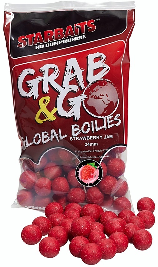E-shop Starbaits boilies g&g global strawberry jam - 800 g 24 mm