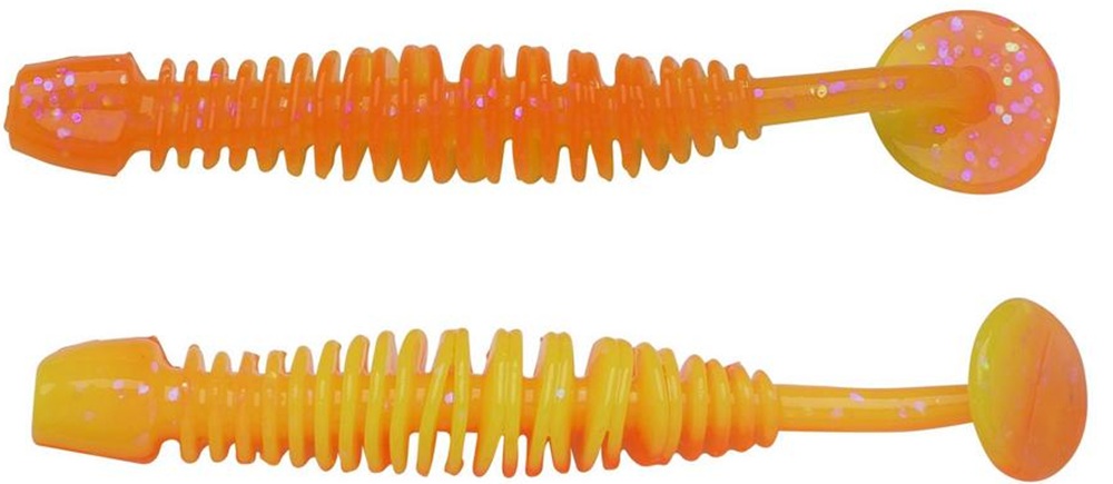 Berkley gumová nástraha powerbait power leech fluo orange sunshine yellow - 5 cm 12 ks