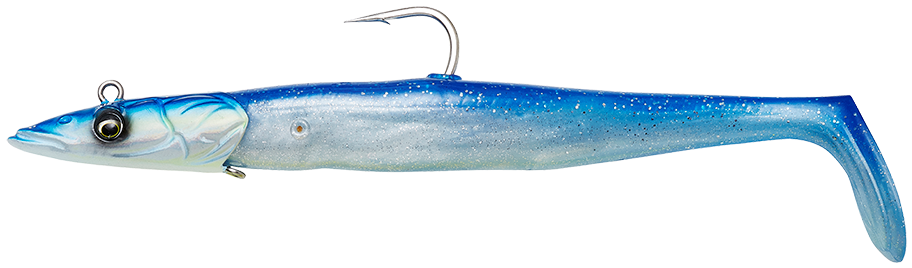 E-shop Savage gear gumová nástraha sandeel v2 sinking blue pearl silver 2+1 - 12 cm 22 g