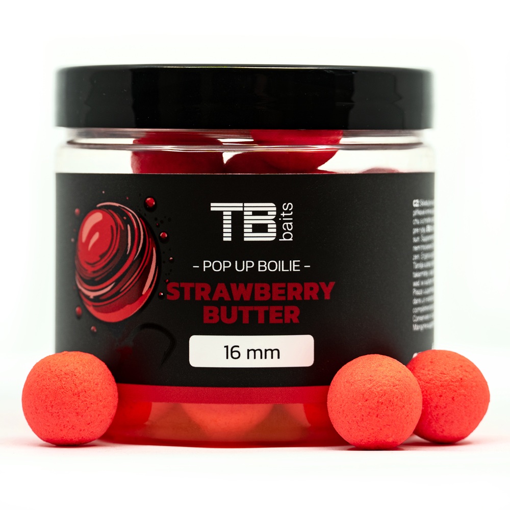 E-shop Tb baits plávajúce boilie pop-up strawberry butter + nhdc 65 g-12 mm
