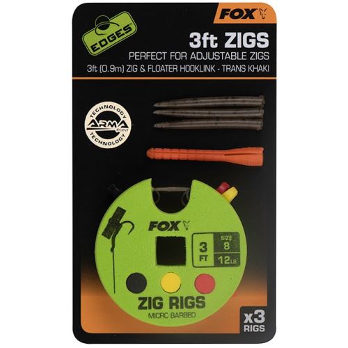 Fox Náväzec Zig Rigs 3 FT 0.9 m 3 ks Háčik 8 Nosnosť 12 lb